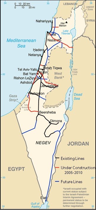Detailierte Karte von Israel und Palästina mit Text und Linien, die das Ausmaß des Konflikts anzeigen, einschließlich Städte, Flüsse und geografische Merkmale.
