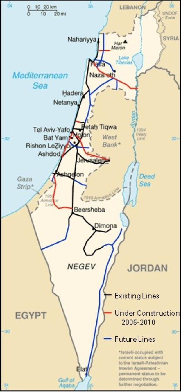 Detailierte Karte von Israel und Palästina mit Text und Linien, die das Ausmaß des Konflikts anzeigen, einschließlich Städte, Flüsse und geografische Merkmale.