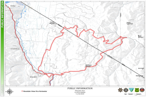 Eine detaillierte Karte eines geplanten Wanderwegs mit Markierungen, Text und Logos auf einem Plakat.