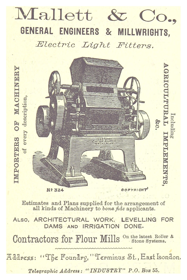 Werbung für die Elektrolampenfiltermaschine von Mallett & Co.
