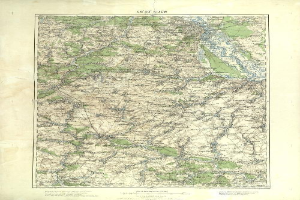 Ein altes topografisches Kartenblatt der britischen Armee in den Vereinigten Staaten, das oben und unten mit "48 50 kuew" beschriftet ist und Straßen, Highways und geografische Merkmale zeigt.